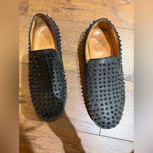 Christian Louboutin Black Studded Loafers
